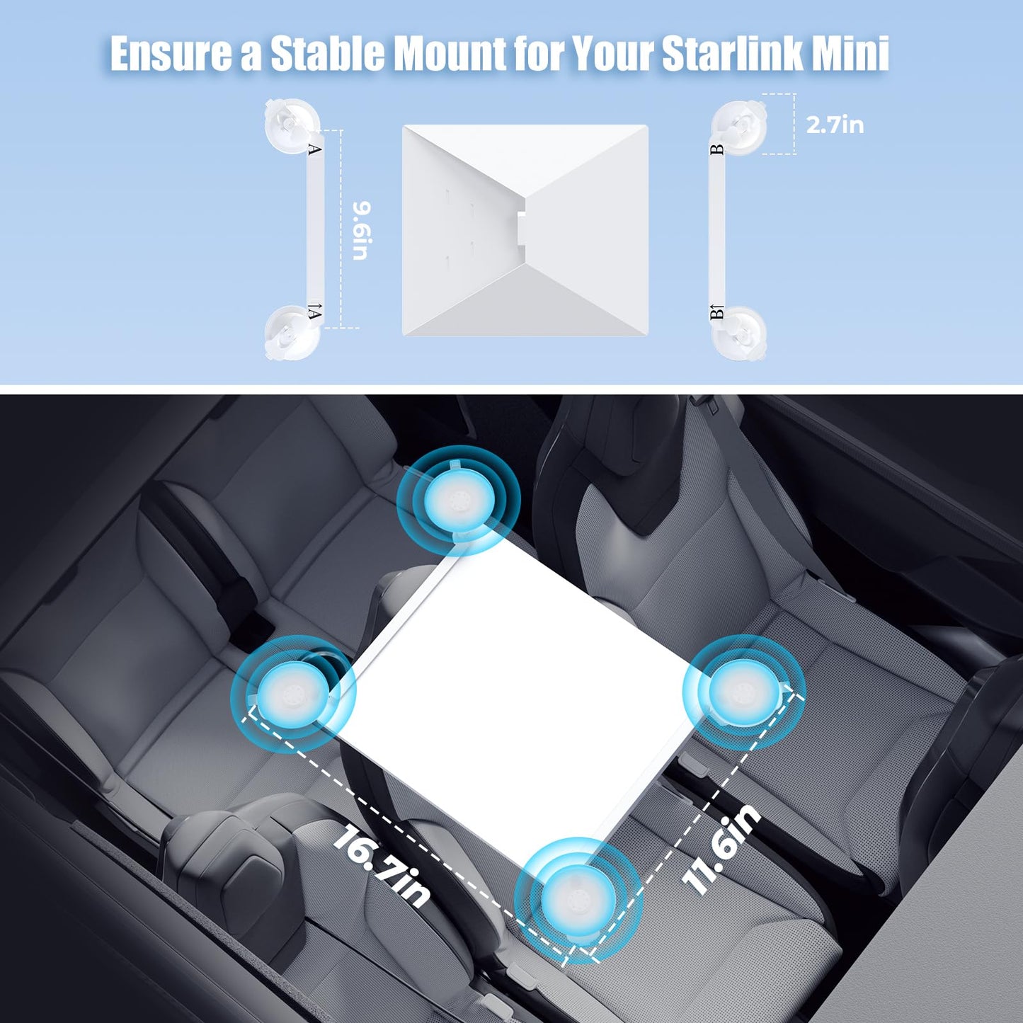 Starlink Mini Car Mount, Starlink Mini Accessories for Car Windows & Sunroofs, Secure Mounting Kit with 2 Spare Cups & Anti-Slip Pad,All-Weather…