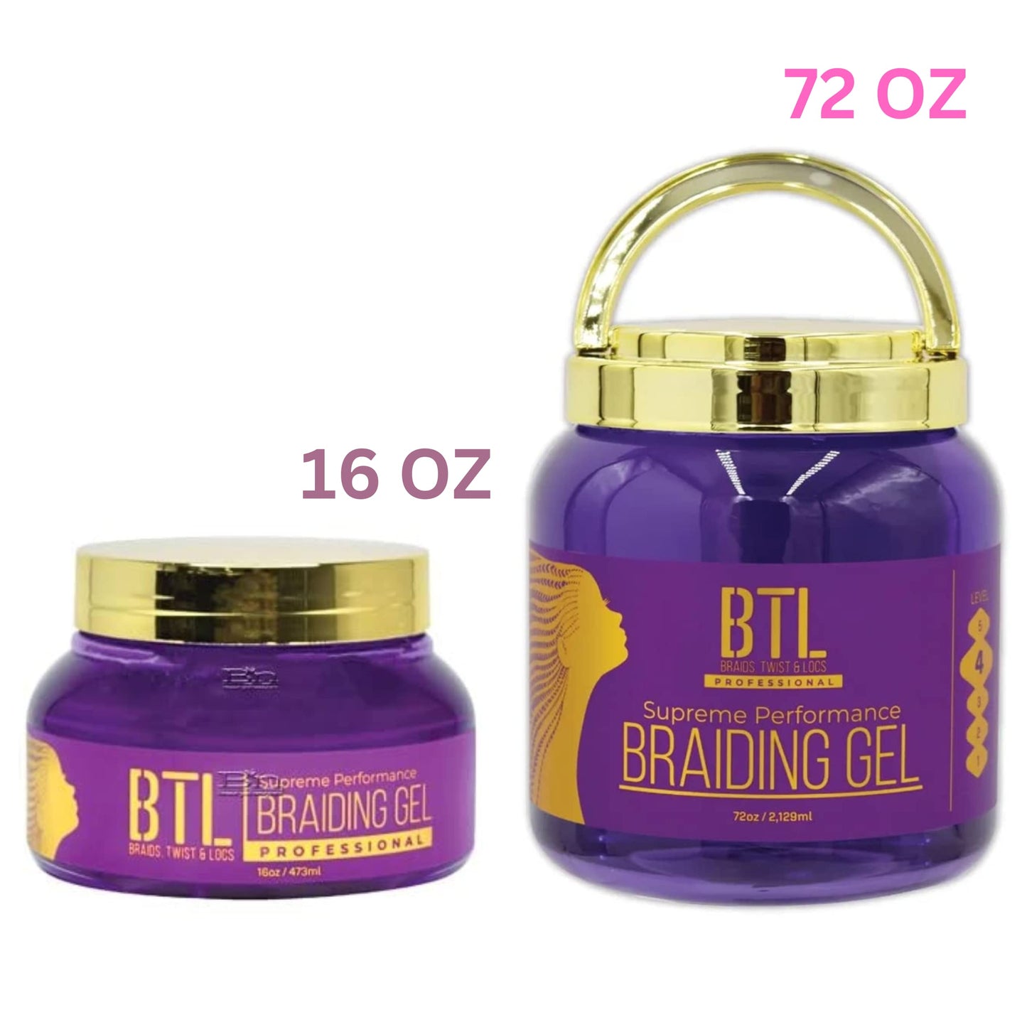 BTL Braiding Gel Supreme 72 Oz Bulk Super Size Jar - Ultimate Hair Styling Solution for Braids, Locs & Twists | Long-Lasting Strong Hold | Non-Greasy