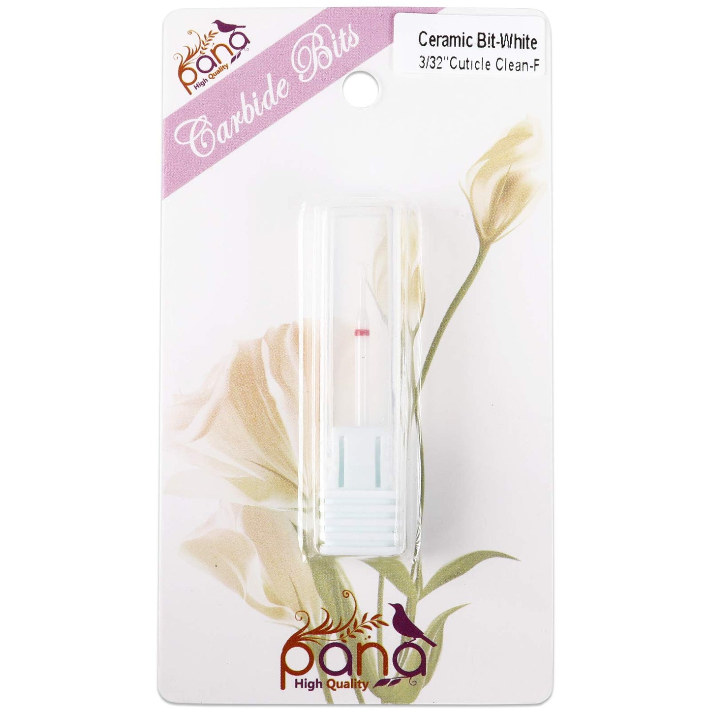 PANA 3/32" Cuticle Clean White Ceramic Nail Carbide Bit (Grit: Fine - F)