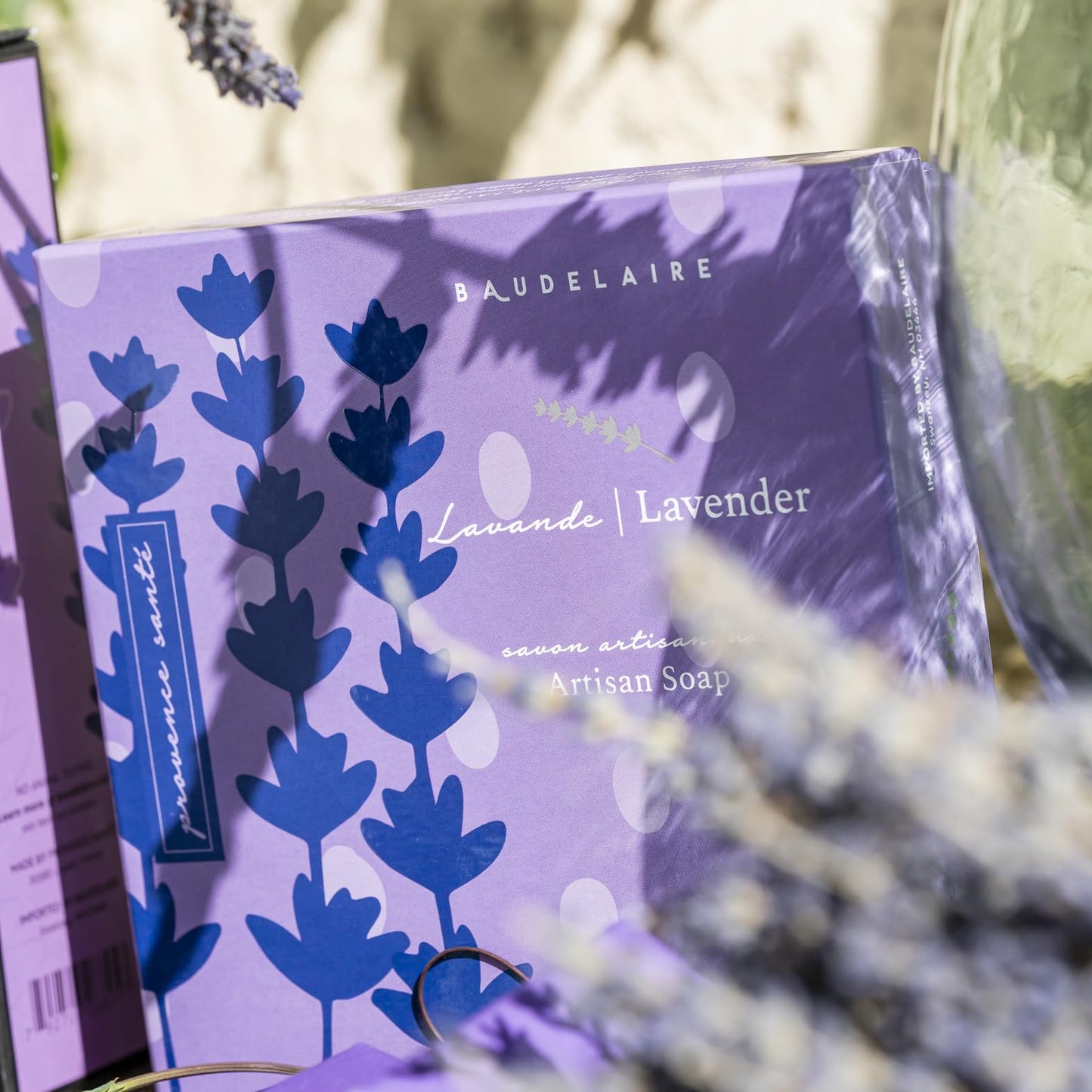 Provence Sante Luxury French Cleansing Bar - Moisturizing Shea Butter - Triple-milled Lavender Fragrance, 2.7oz 4-Bar Gift Box