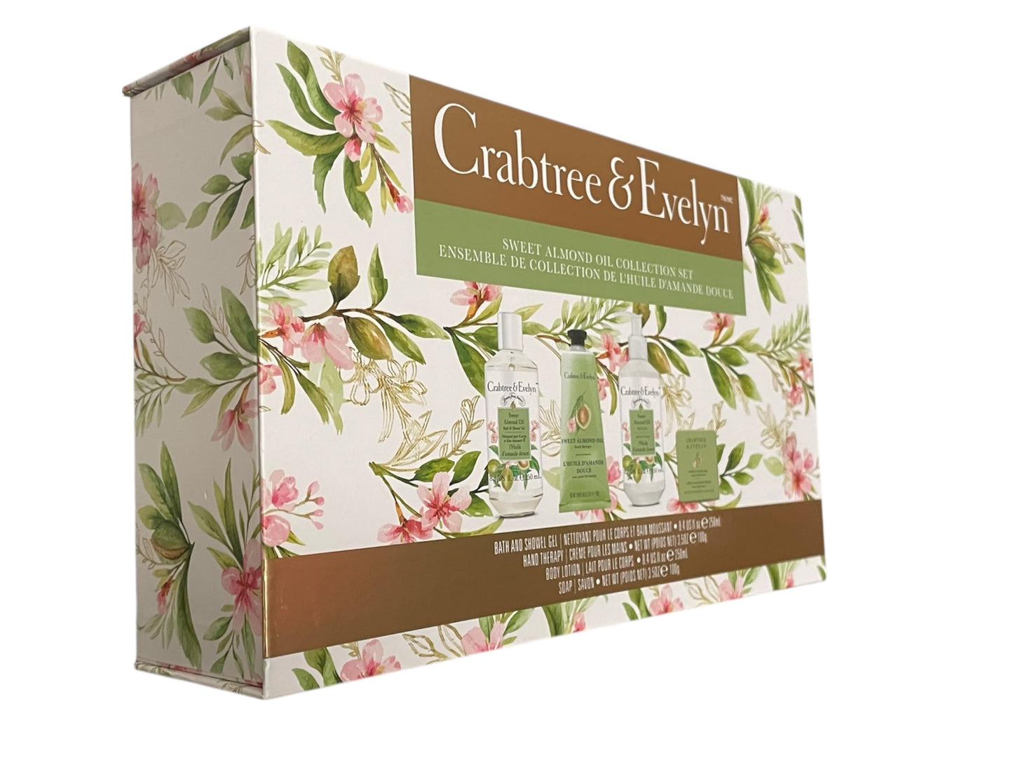 Crabtree & Evelyn Sweet Almond Oil Collection Set (Bath & Shower Gel 8.4 fl oz, Hand Therapy 3.5 oz, Body Lotion 8.4 fl oz, Bar Soap 3.5 oz) Beauty & Personal Care Crabtree & Evelyn
