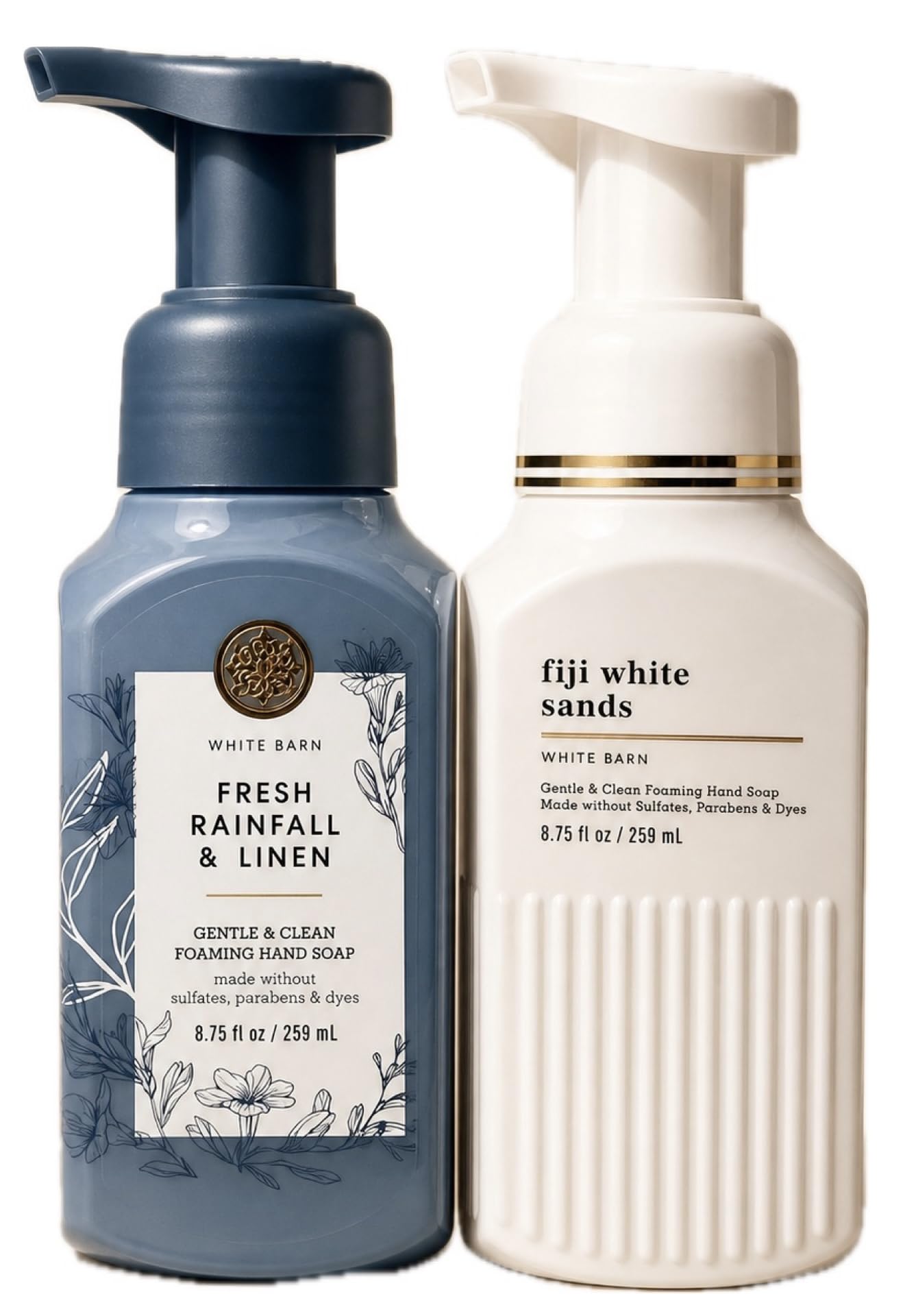 Bath & Body Works Fiji White Sands + Fresh Rainfall & Linen Foaming Hand Soap Set of 2 - Clean Tropical Linen Blend