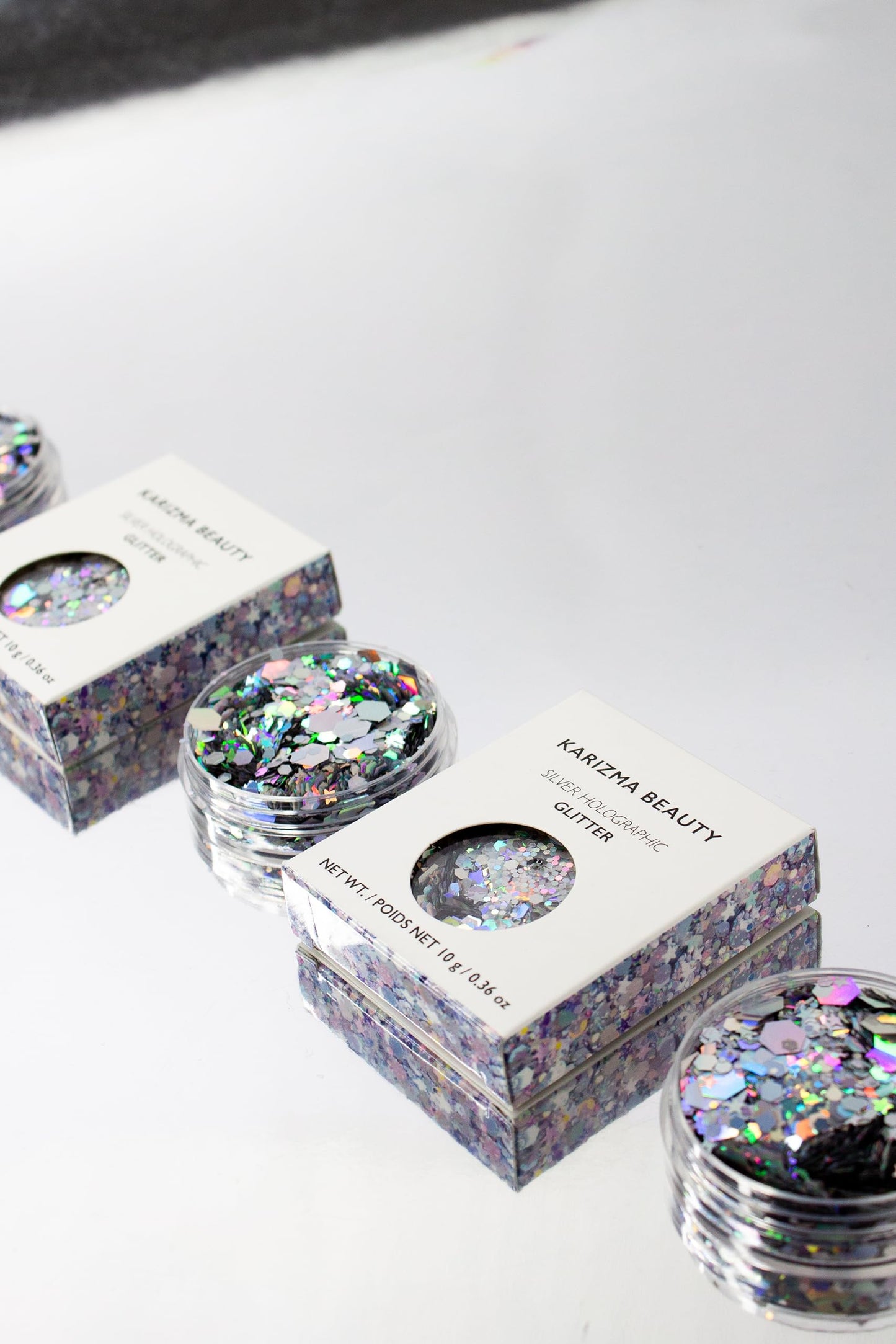 KARIZMA Holographic Silver Body Glitter. 10g Chunky Face, Hair, Eye and Body for Women. Rave, Festival Accessories, Cosmetic Makeup. Loose Set