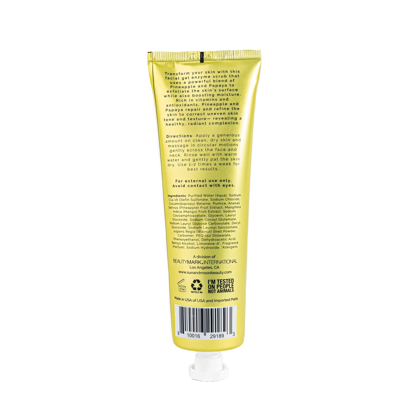 sun + moon Facial Exfoliator Papaya Enzyme Face Mask Scrub Gel Hydrating Rejuvenating Antioxidant with Pineapple and Mango, All Skin Type - 5.1 fl oz