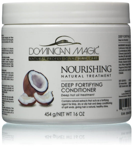 DOMINICAN MAGIC Nourishing Deep Fortify Conditioner - 16oz - Intensive Repair & Hydration for Dry, Damaged, or Curly Hair - Strengthens, Softens
