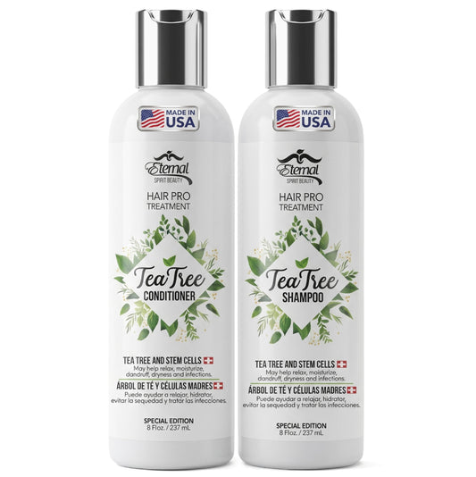 Eternal Spirit Beauty Hair Pro Tea Tree Set - Shampoo & Conditioner with Stem Cells, Argan Oil & Keratin - Revitalizing Scalp Care & Intensive