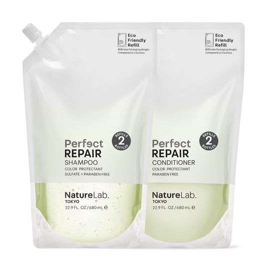 NatureLab.TOKYO Perfect Repair Shampoo & Conditioner Duo - Japanese Shampoo & Conditioner for Damaged, Color-Treated Hair - Penetrates Roots