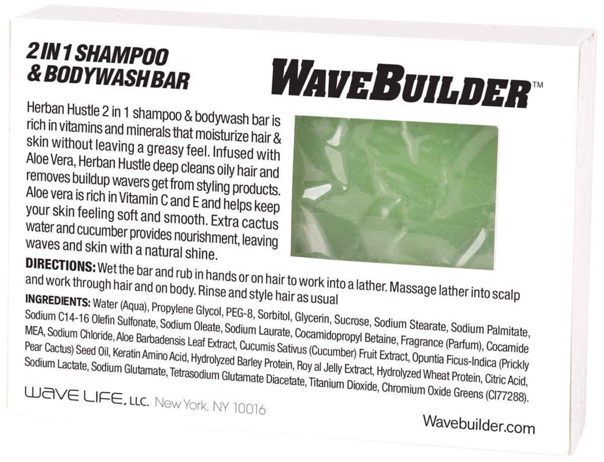 Wavebuilder Herban Hustle Aloe Cactus Water Cucumber 2 in 1 Shampoo & Bodywash Bar