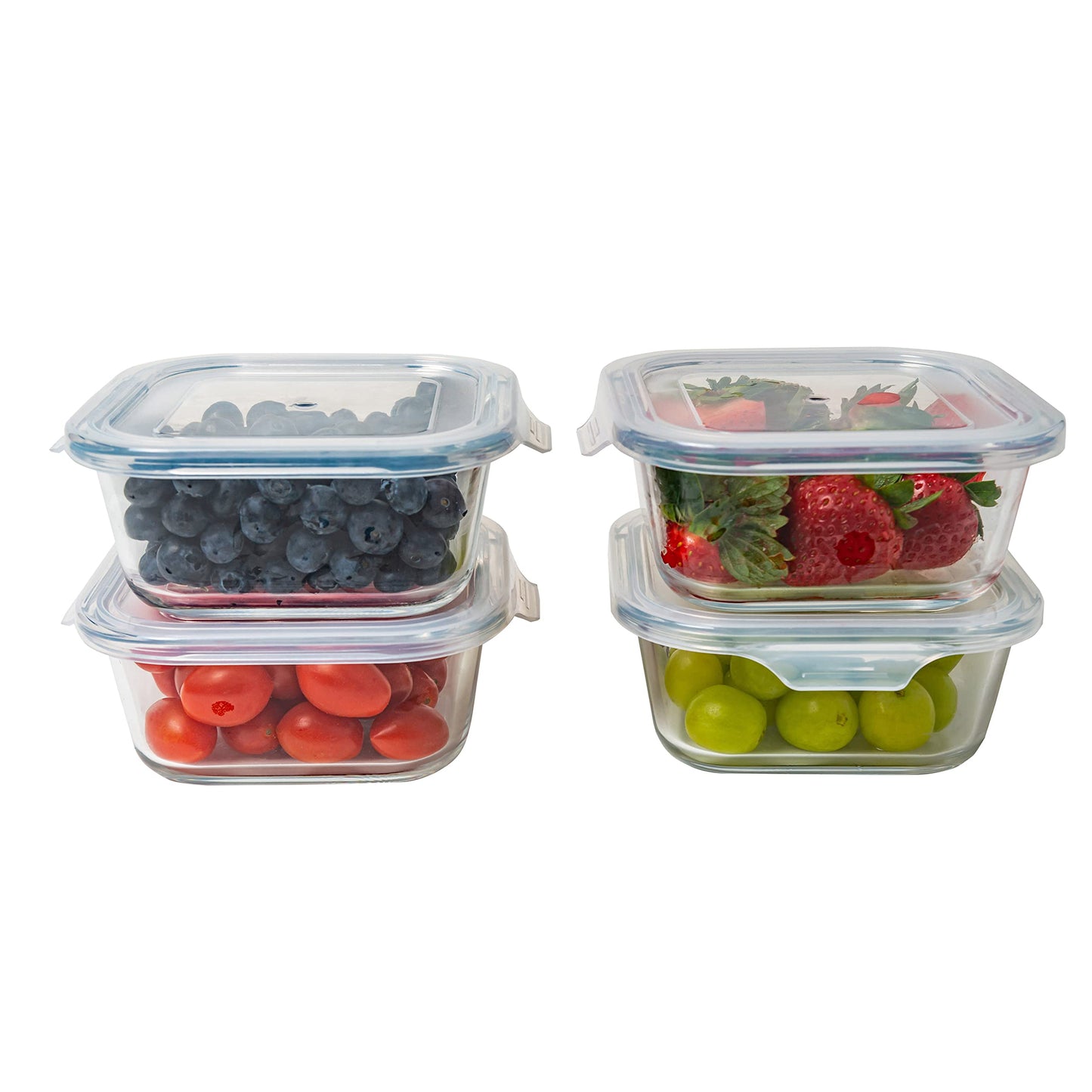 Bonita Home Square Glass Storage Container, Stackable BPA Free Airtight Seal Food Containers with Lids, Meal Prep Kitchen Organization and Storage…