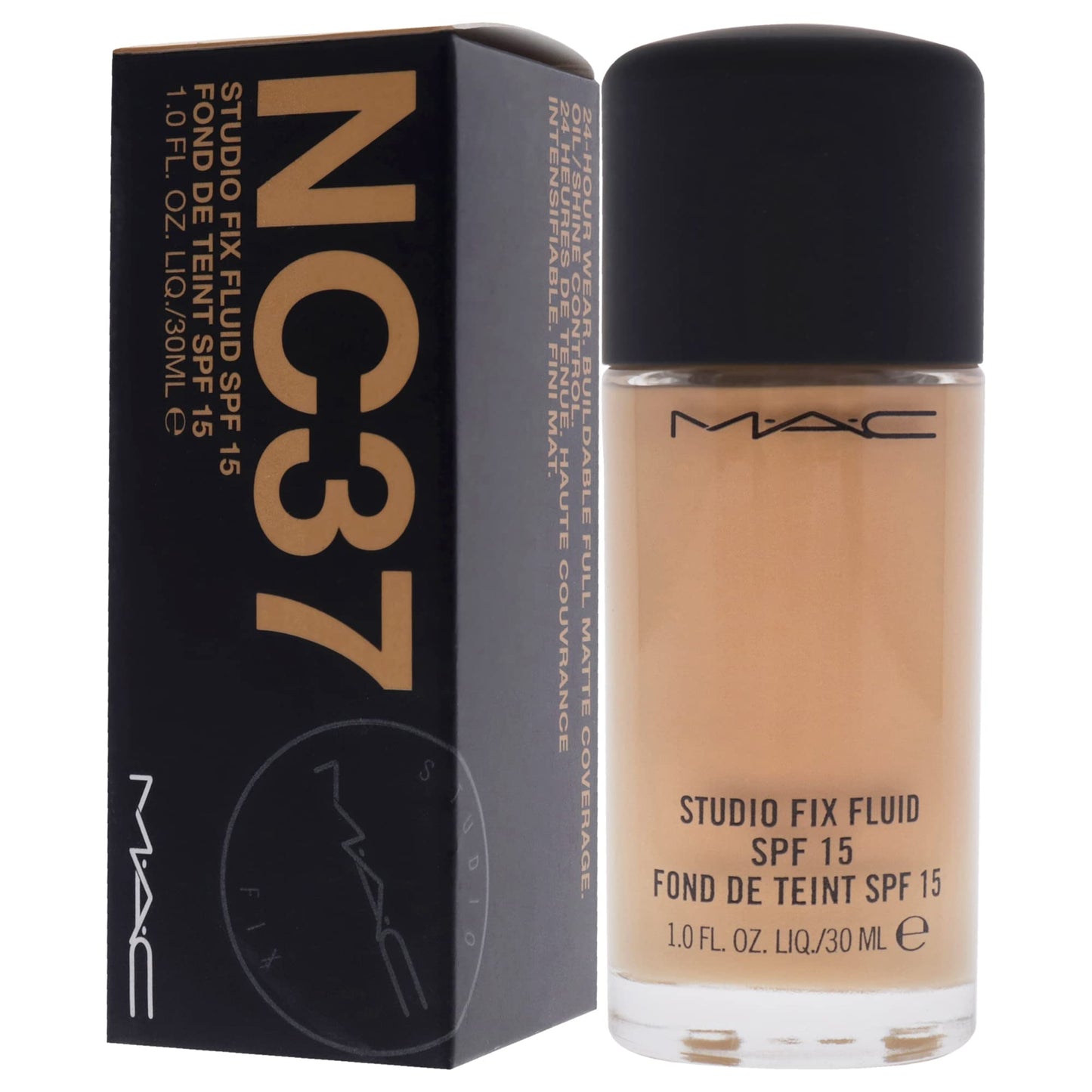 MAC Studio Fix Fluid Foundation SPF5, NC37, Clean, 1 Fl Oz (103522)