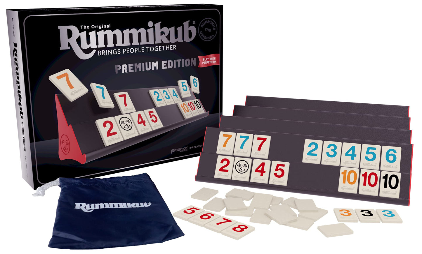 Rummikub Premium Edition by Pressman - Features Racks - Large Number Engraved Tiles and a Storage Bag for The Ultimate Rummikub Experience by…