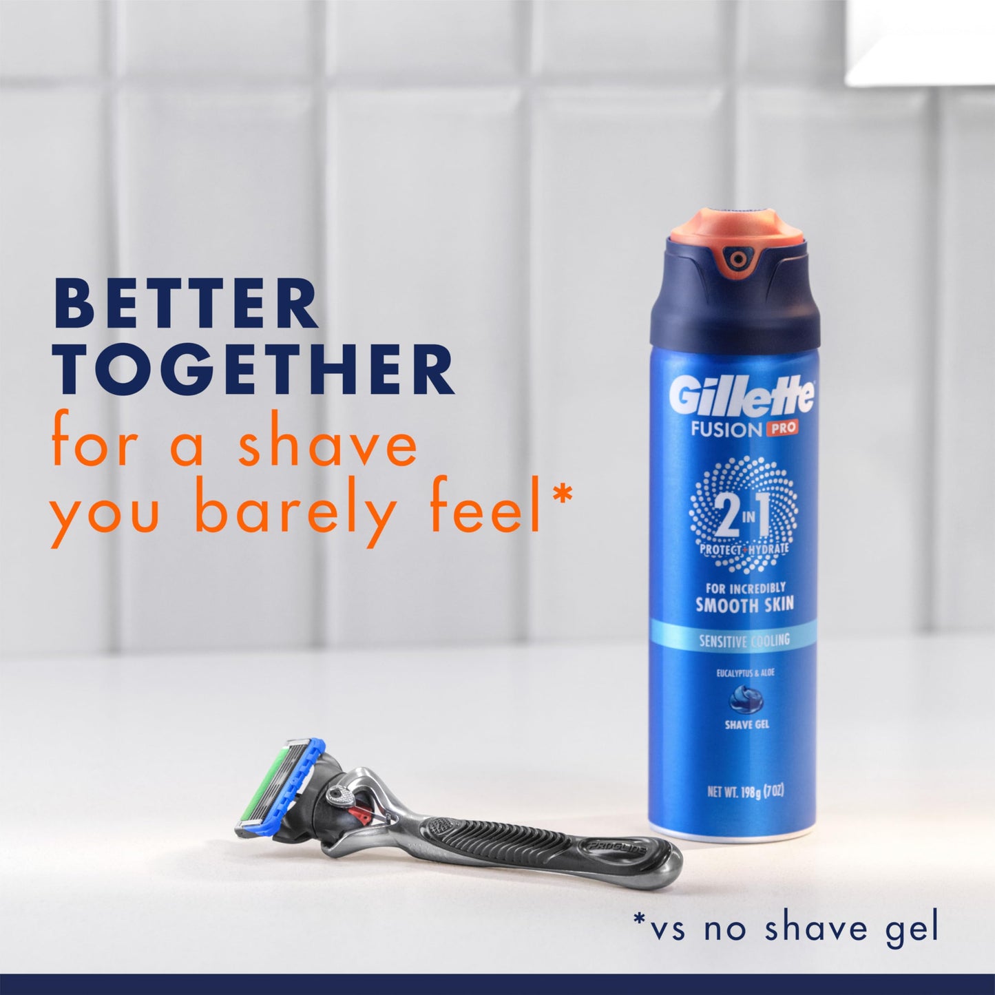 Gillette PRO Shaving Gel For Men Cools To Soothe Skin And Hydrates Facial Hair, TWIN PACK - Total 14oz, ProGlide Sensitive 2 in 1 Shave Gel Beauty and Personal Care Gillette