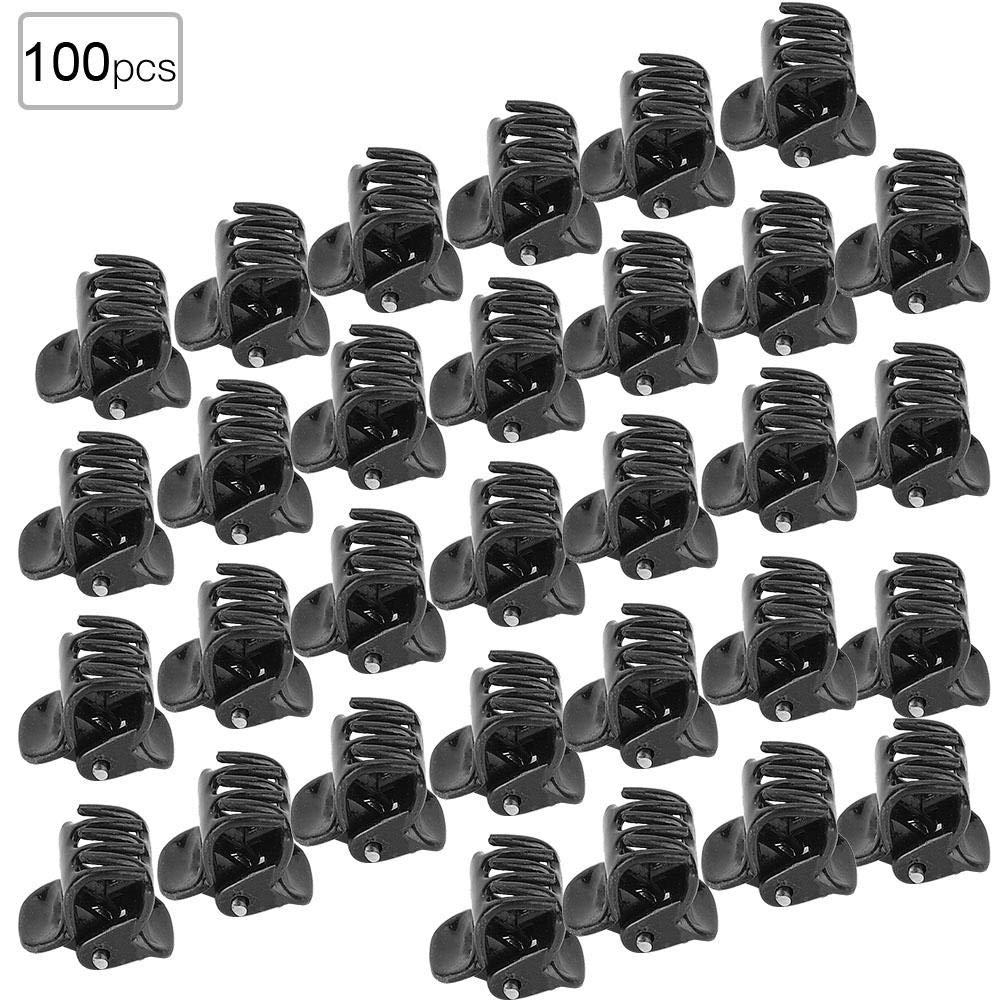 100PCS Mini Hair Clips, Black Plastic Stylish Jaw Clips Non Slip Hair Clip Clamps Small Hair Crown Claws Pins Clamps for Girls and Women