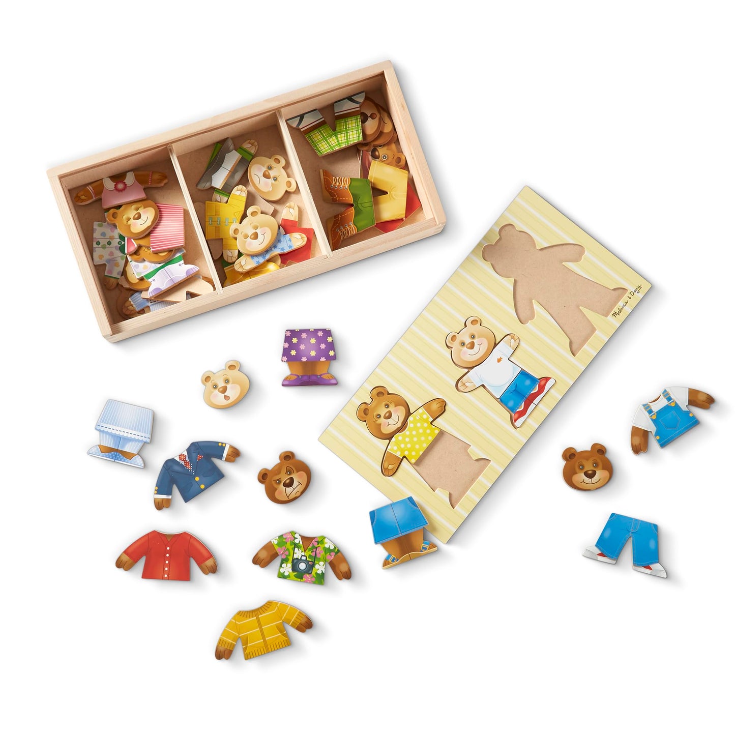Melissa & Doug Mix 'n Match Wooden Bear Family Dress-Up Puzzle with Storage Case (45 pcs)