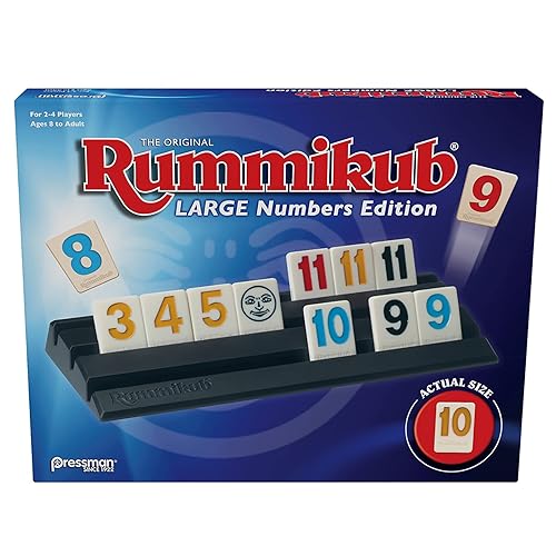 Pressman Rummikub Large Numbers Edition - The Original Rummy Tile Game Blue, 5"