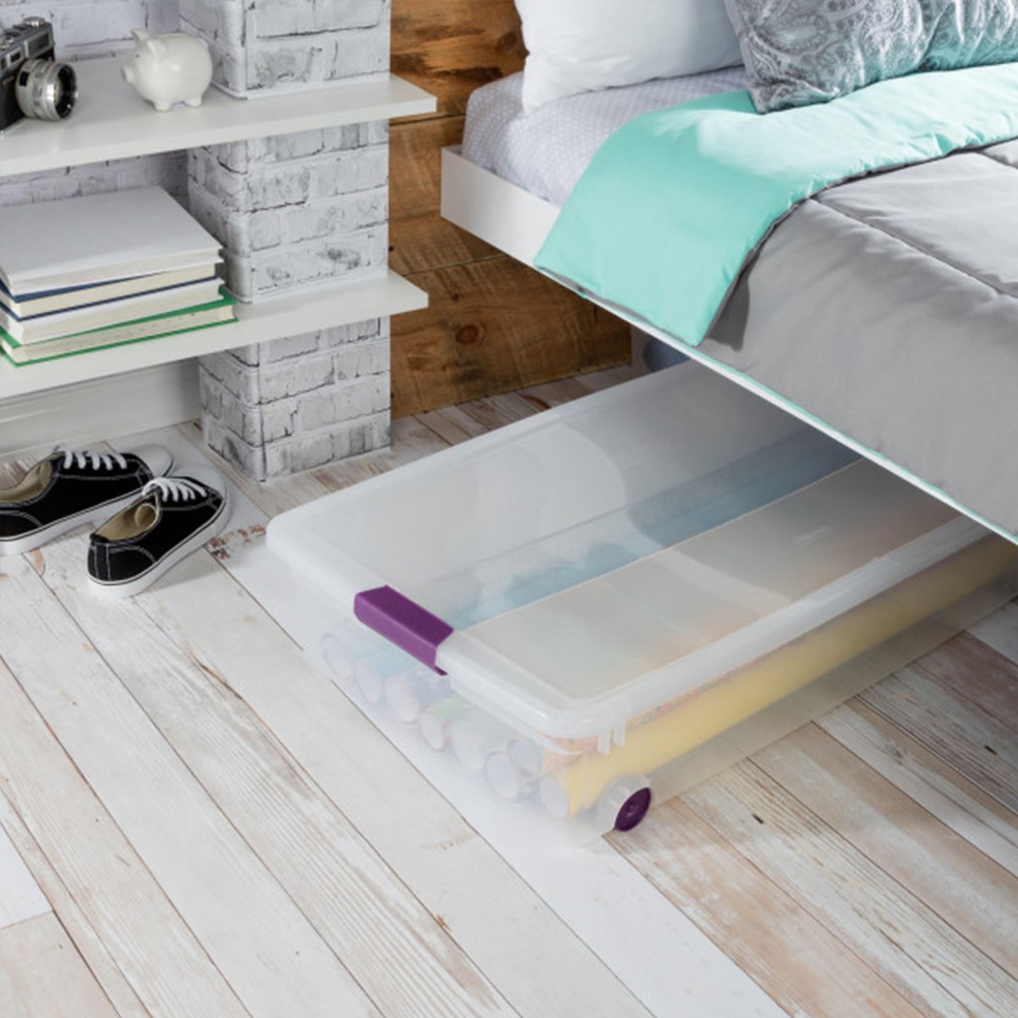 Sterilite 4-Pack 60 Quart ClearView Latch Box, Wheeled Underbed Organizer Bins with Latching Lids - Clear Plastic Organization Containers for Closet…