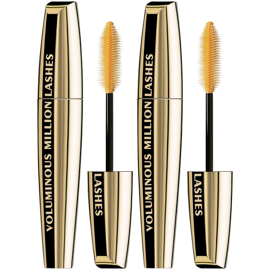 L’Oreal Paris Makeup Voluminous Million Lashes Mascara, Volumizing Collagen Infused Eye Makeup, Amplifying Mascara Brush, Washable, Blackest Black