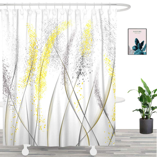 UNIFEEL Unique Design Abstract Black and Yellow Plants Dandelion Fabric Shower Curtain, Mordern Art Curtain for Bathroom Décor Machine Washable 71" x…