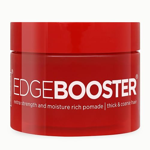 Style Factor Edge Booster Extra Strength & Moisture Rich Pomade | Strong Hold Edge Control Gel for Thick & Coarse Hair | High Shine, Non-Greasy