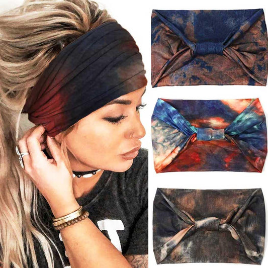 GORTIN Boho Wide Headbands for Women Stretch Turban Head Wrap Hair Accessories for Women's Hair Pack of 3