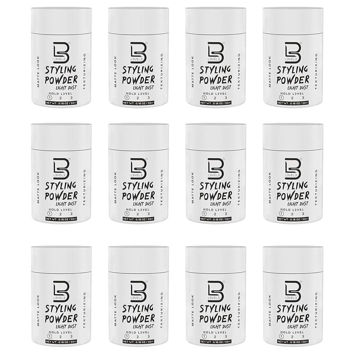 L3 Level 3 Travel Styling Powder - Small 0.18 oz for Travel - Natural Look Mens Powder - Sample Styling Powder (12, White)