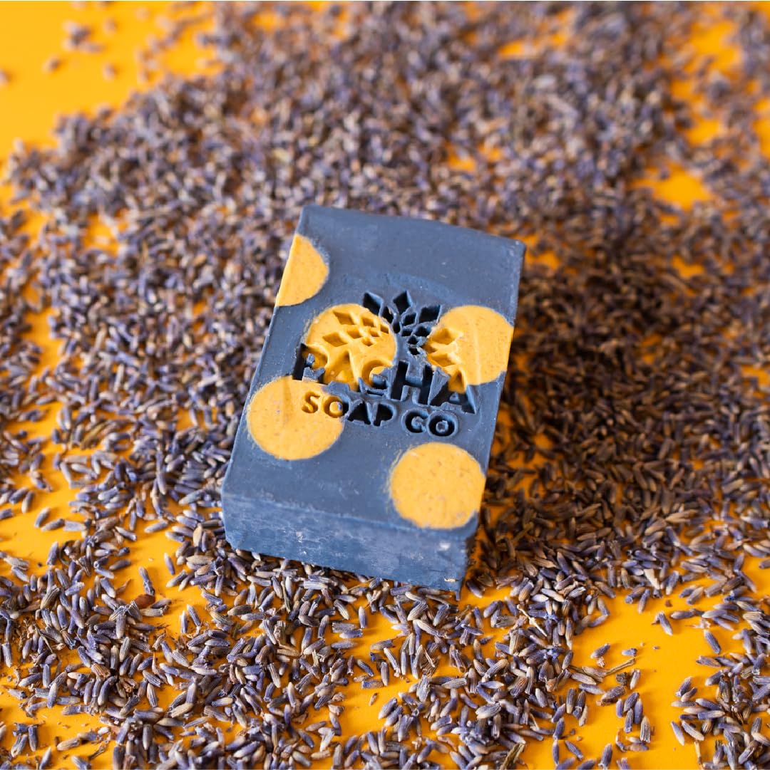 Pacha Soap Co. Bar Soap - Lavender & Blue Tansy, Clary Sage, Lavender, and Patchouli Scented, Handcrafted Face & Body Wash, Essential Oils Beauty & Personal Care Pacha Soap Co