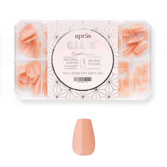 Apres Neutrals Gel-X Emma Box Of Nail Tips, 11 Sizes 00-9, Soft Gel Tip Box (150pcs) (Natural Coffin Extra Short, 150) Beauty & Personal Care APRÉS