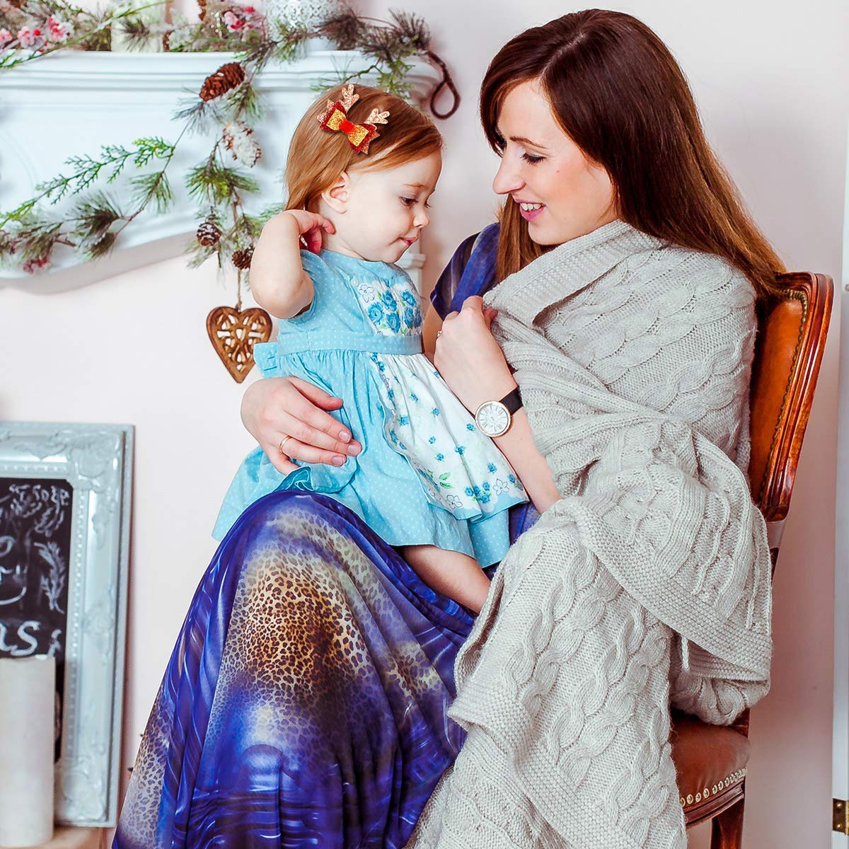 Christmas Bow Hair Clips Antler Girls Hairpins Glitter Hair Barrettes Holiday Cute Hair Accessories Best Gift for Kids