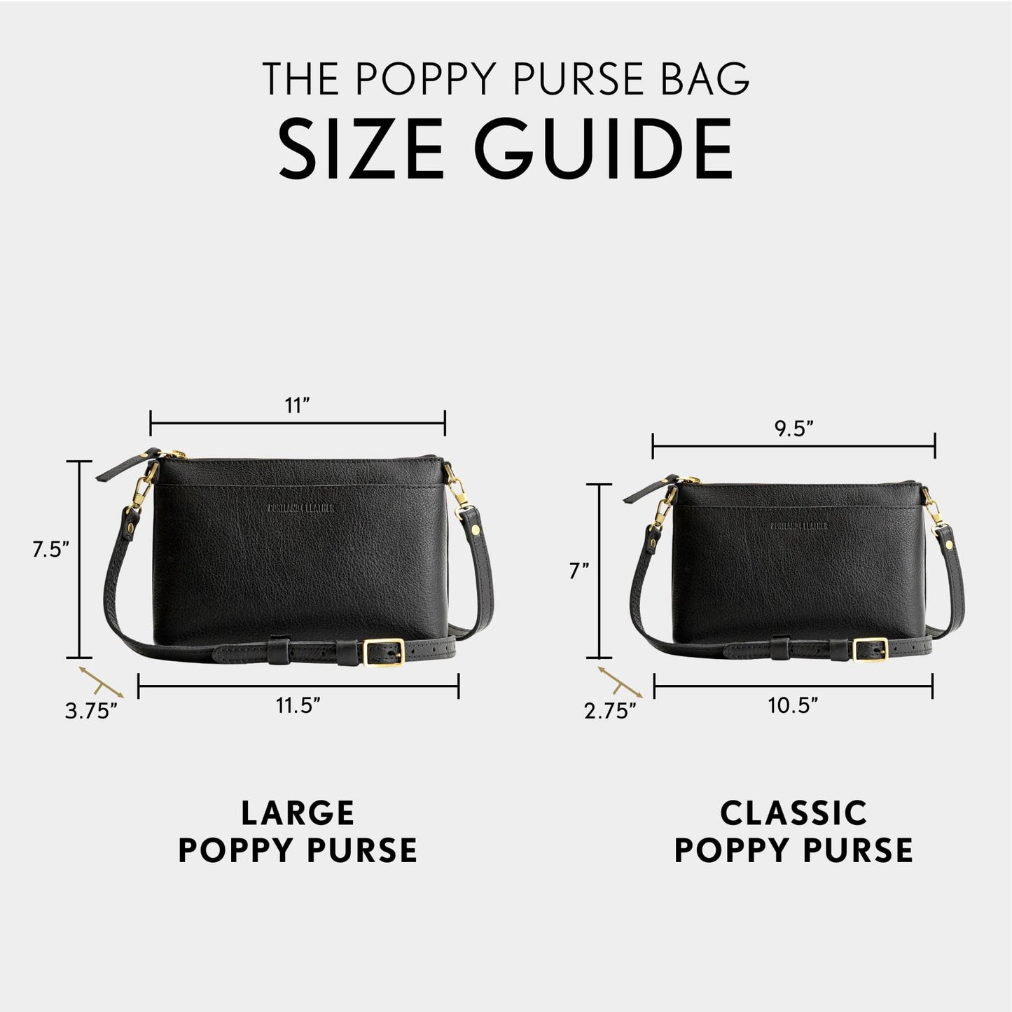 Portland Leather Goods Poppy Purse - Leather Handbag with Zipper Closure, Adjustable & Removable Crossbody Strap & Exterior Pocket - Handmade from…