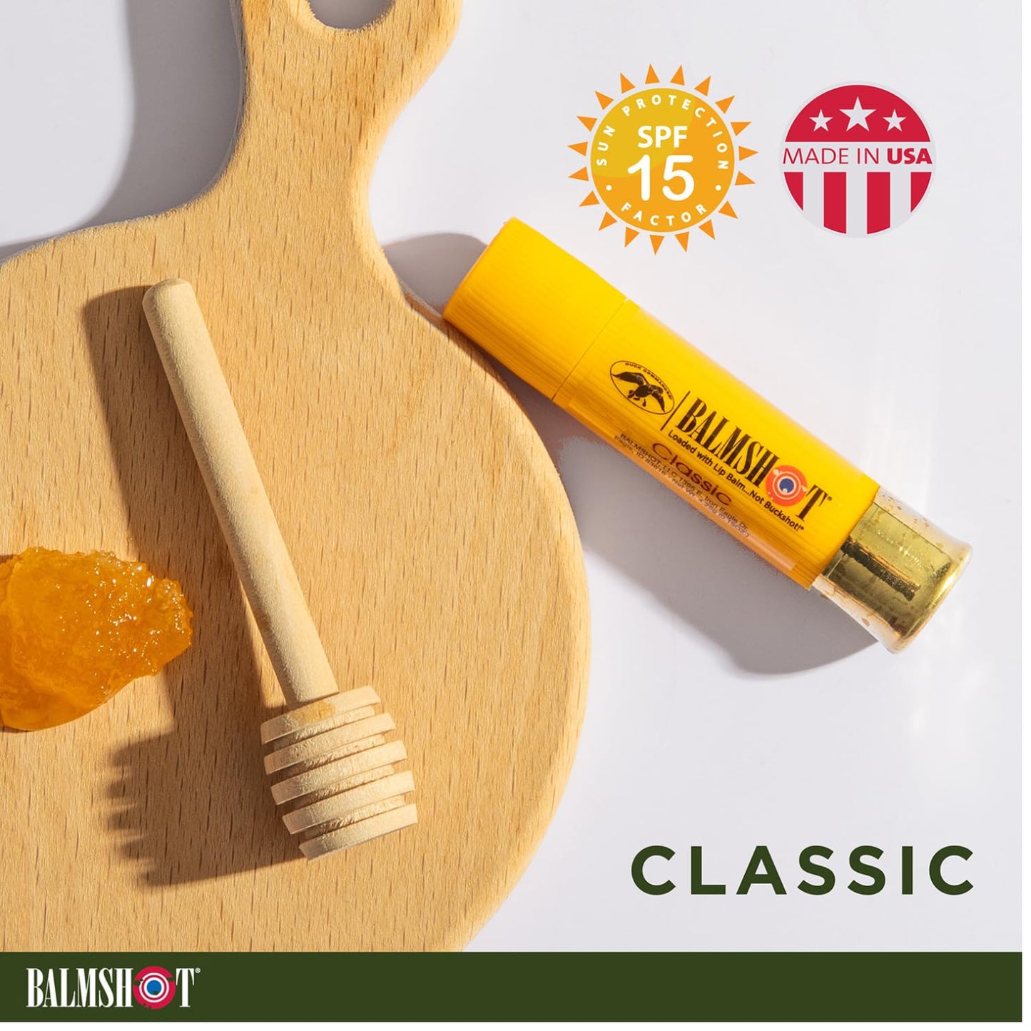 BALMSHOT Lip Balm (2-Pack) of Classic & Pure Pink Vanilla Mint - SPF 15, Beeswax Chapstick for Dry Chapped Lips, 20-Gauge Brass Shotgun Shell Tube