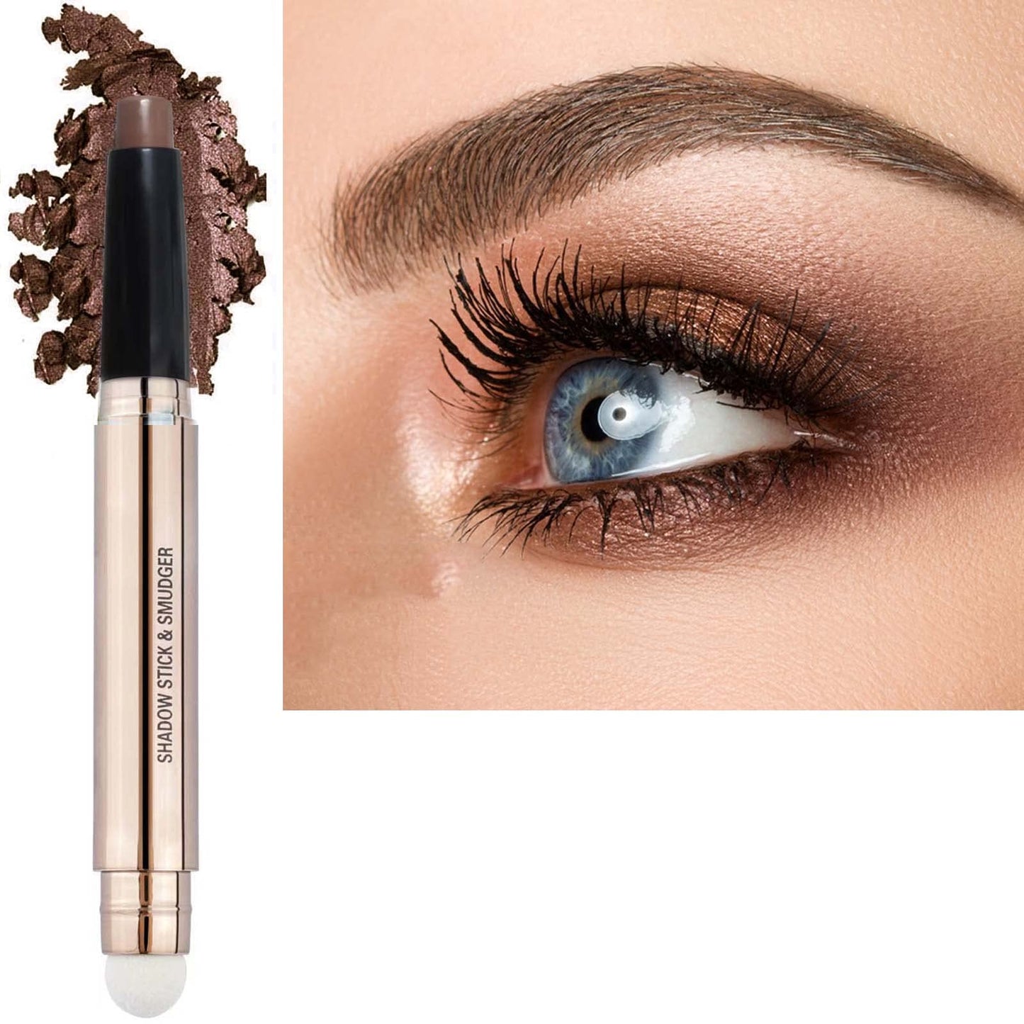 OVIQERKI 18 color eyeshadows stick shimmer,Highlighter waterproof eyeshadow pen,Colour pop eye makeup (17# Matte Brown)