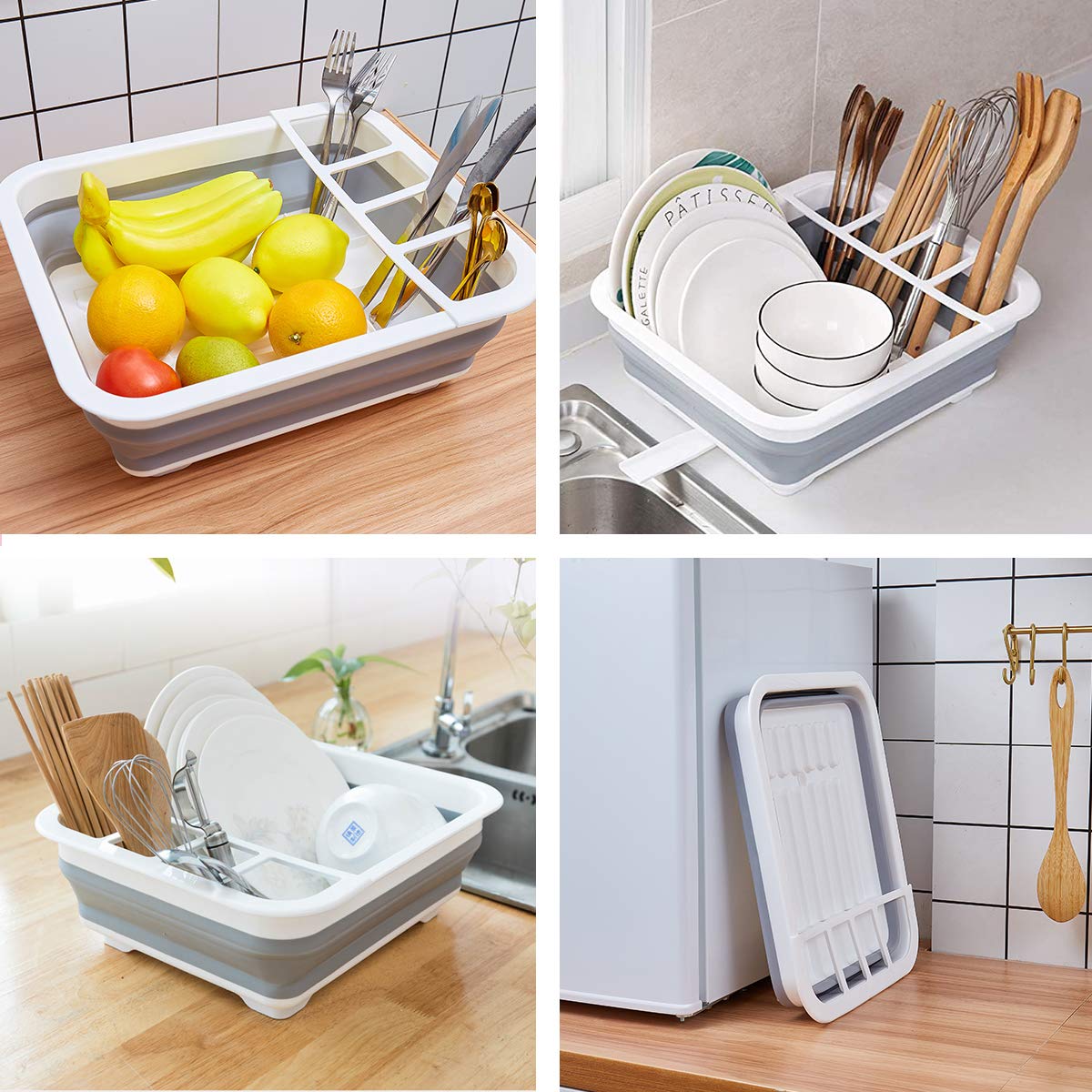 THANSTAR Collapsible Dish Drying Rack – Portable Space-Saving Dinnerware Drainer & Organizer for Kitchen, RV, Campers & Travel