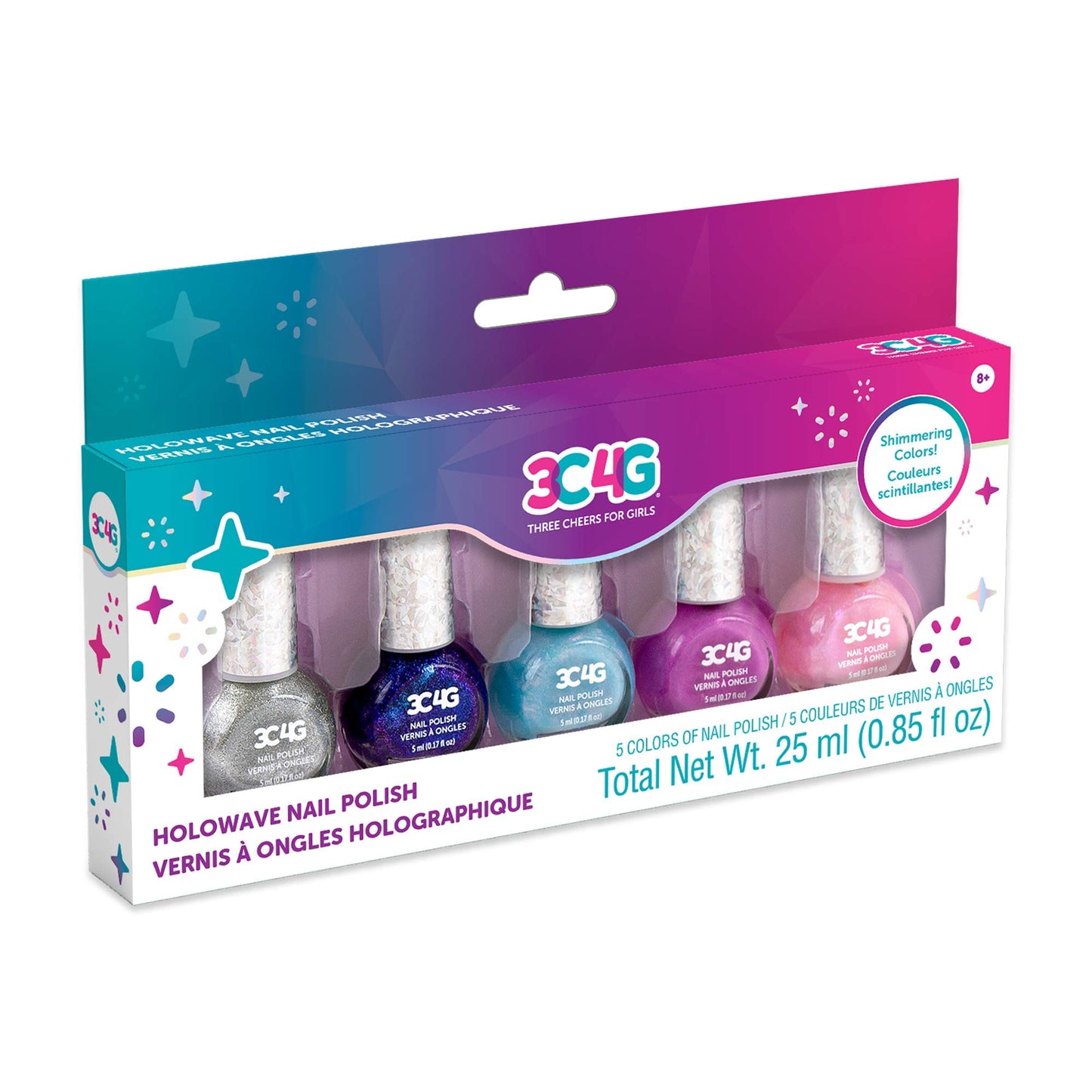 Make It Real Three Cheers for Girls - Holowave Nail Polish - Nail Polish Set for Girls & Teens - Includes 5 Colors - Non-Toxic Nail Polish Kit