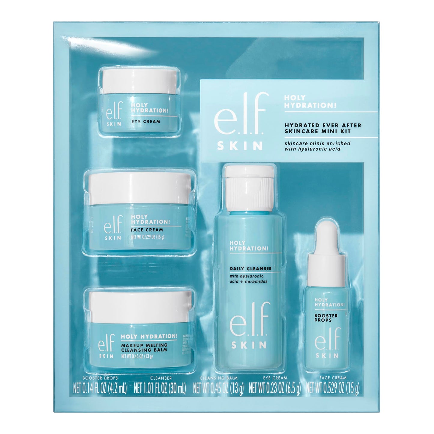 e.l.f. SKIN Holy Hydration! Hydrated Ever After Skincare Mini Kit, Cleanser, Makeup Remover, Moisturizer & Eye Cream For Hydrating Skin