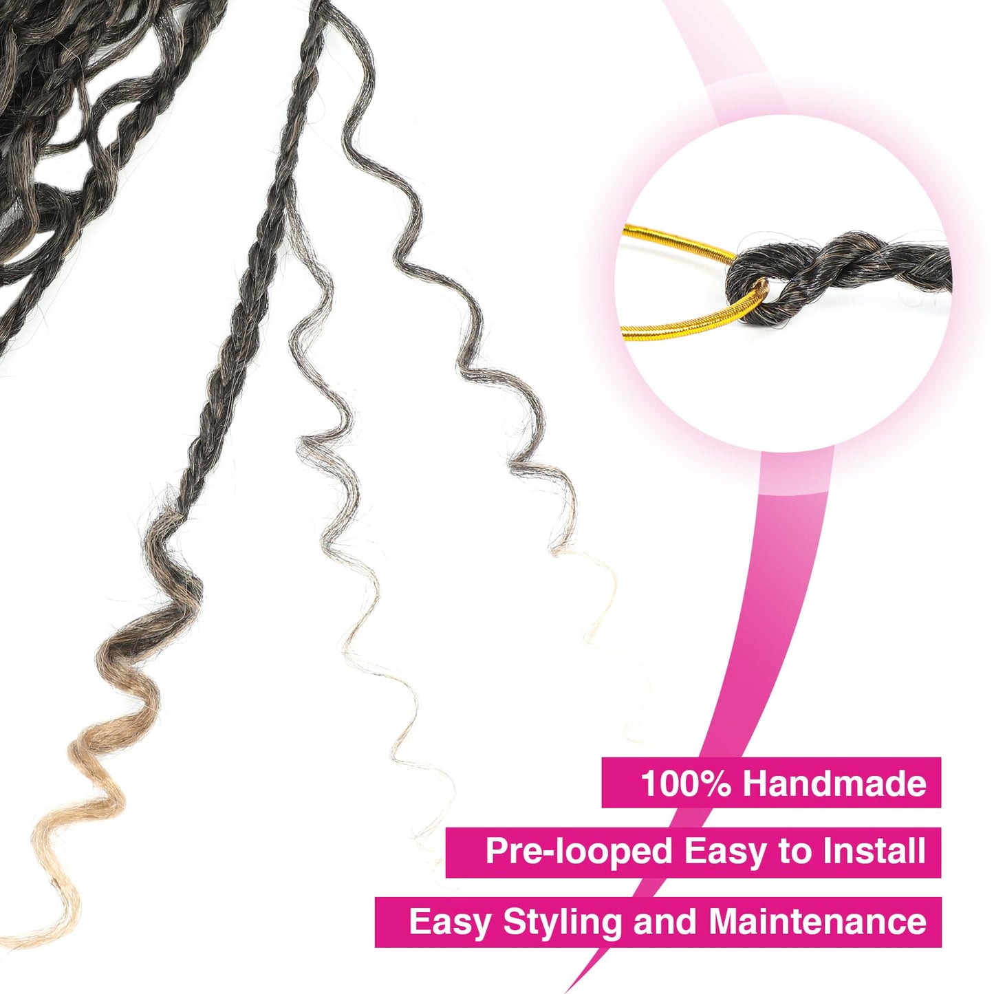 Wodun 14inch Goddess Box Braids Crochet Hair Pre Looped Box-Braids Crochet-Hair with Curly Ends For Black Women Synthetic 3X Bohemian Box Braiding