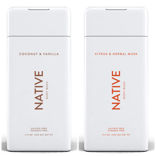 Birsppy Native Body Wash Bundle - Coconut and Vanilla & Citrus and Herbal Musk - 11.5 oz (340ml) Each