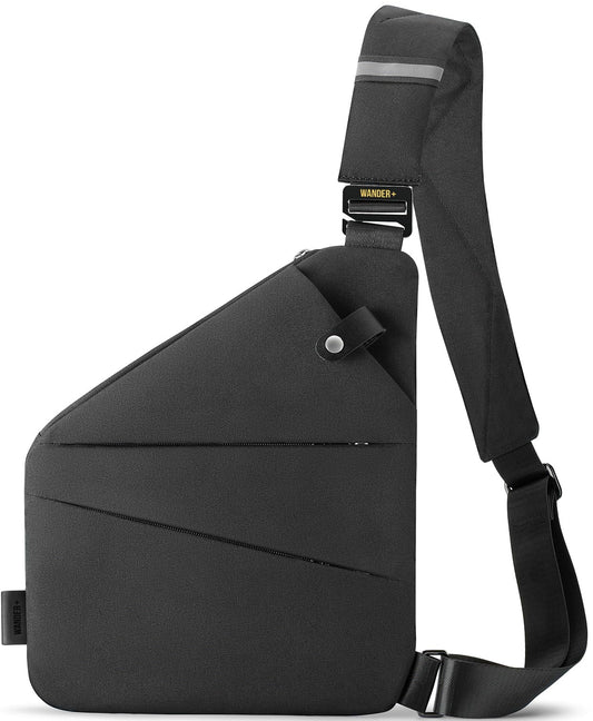 WANDER PLUS Anti Theft Crossbody Bag, Shoulder Bag Anti-theft Design for Travel, Sport, Work, Black