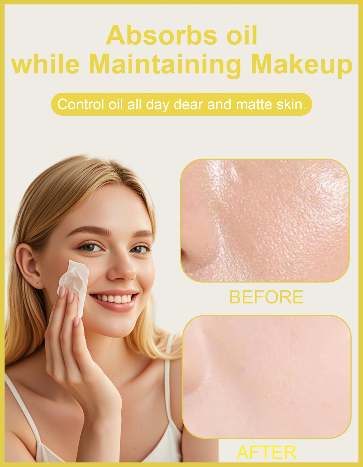 200PCS Chamomile Oil Blotting Papers for Face - Controls Shine, Save Makeup Beauty and Personal Care Okerker