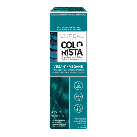 L'Oreal Paris Colorista Semi Permanent Hair Color for Brunettes, Color Depositing Hair Mask Formula, Teal