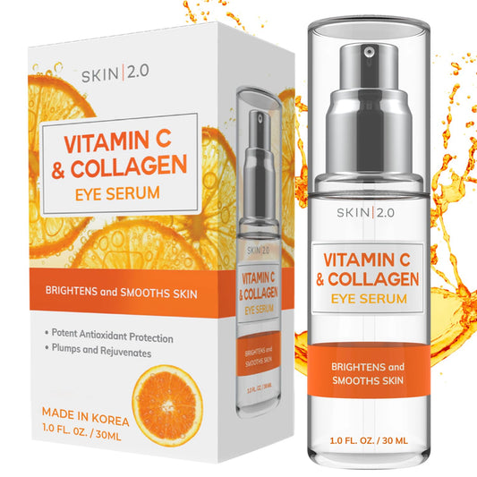 Skin 2.0 Vitamin C & Collagen Under Eye Serum - Dermatologist Tested, Anti Aging Korean Skin Care - Targets Dark Circles, Puffiness & Fine Lines Beauty & Personal Care Skin 2.0