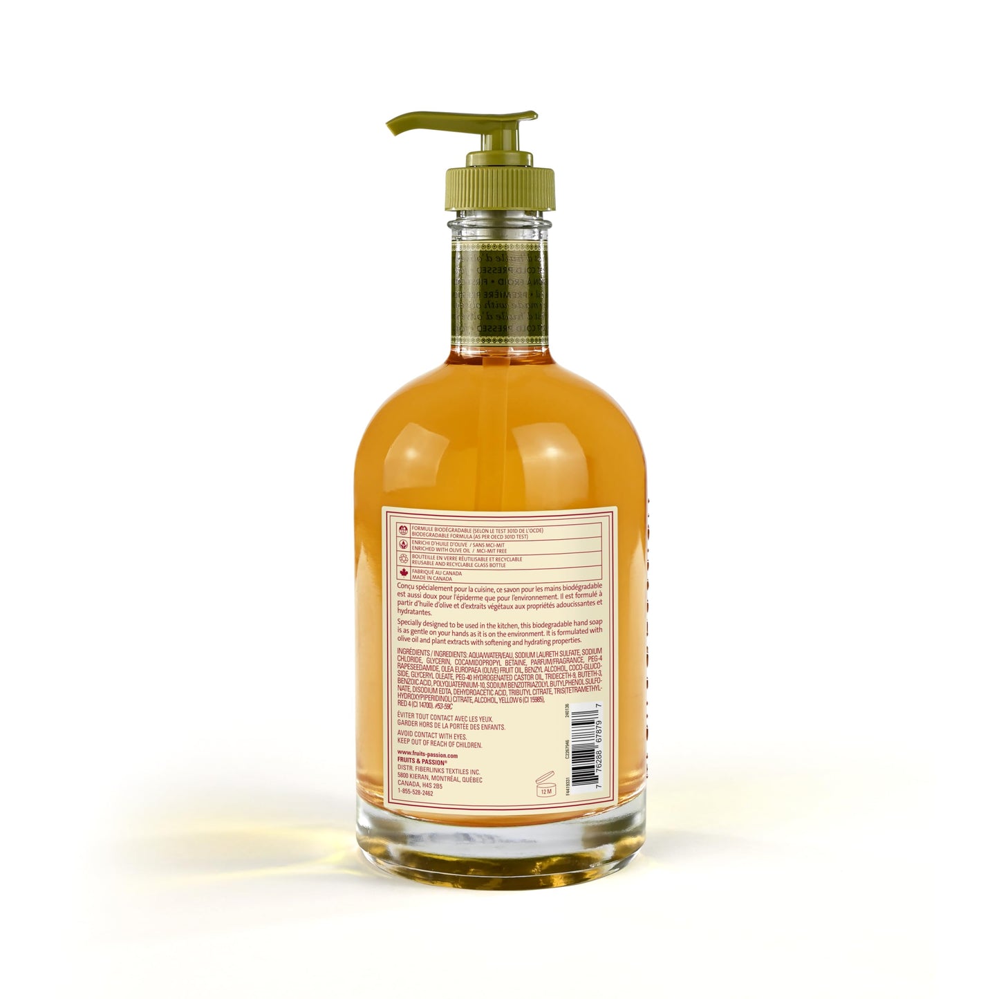 Cucina Fruits & Passion Kitchen Hand Soap, Sanguinelli Orange & Fennel, Natural Liquid Soap with Cold-Pressed Olive Oil, Moisturizing Formula in
