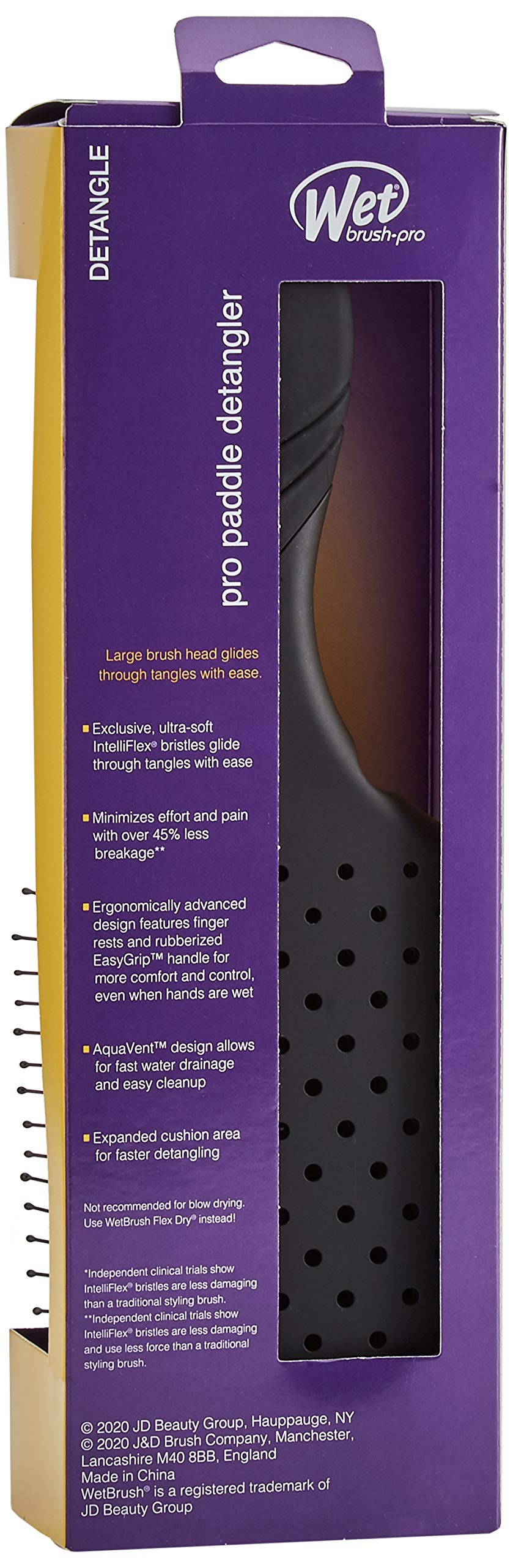 Wet Brush Paddle Detangler Hair Brush Black with Soft Bristles, Perfect Hair Brush for Men, Women and Kids, Detangler for All Hair Types - Blackout