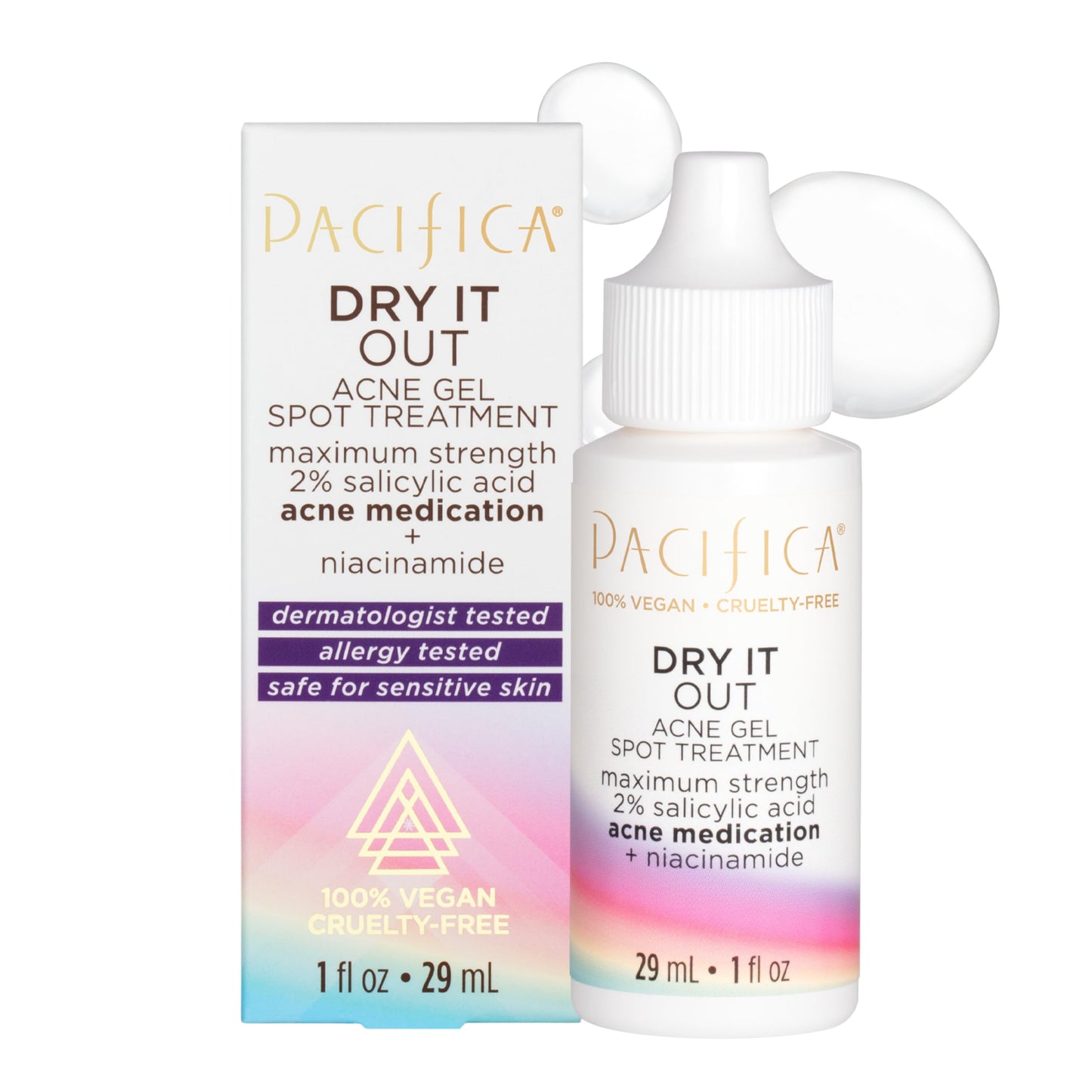 Pacifica Acne Spot Treatment & Pimple Cream - Dry It Out Gel with 2% Salicylic Acid, Witch Hazel, Niacinamide - Dries Blemishes Overnight, Fights