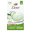 Dove Beauty Bar Soap Cool Moisture Cucumber & Green Tea Scent, 6 Bars for Refreshed Skin, Leaves Skin Refreshed 3.75 oz