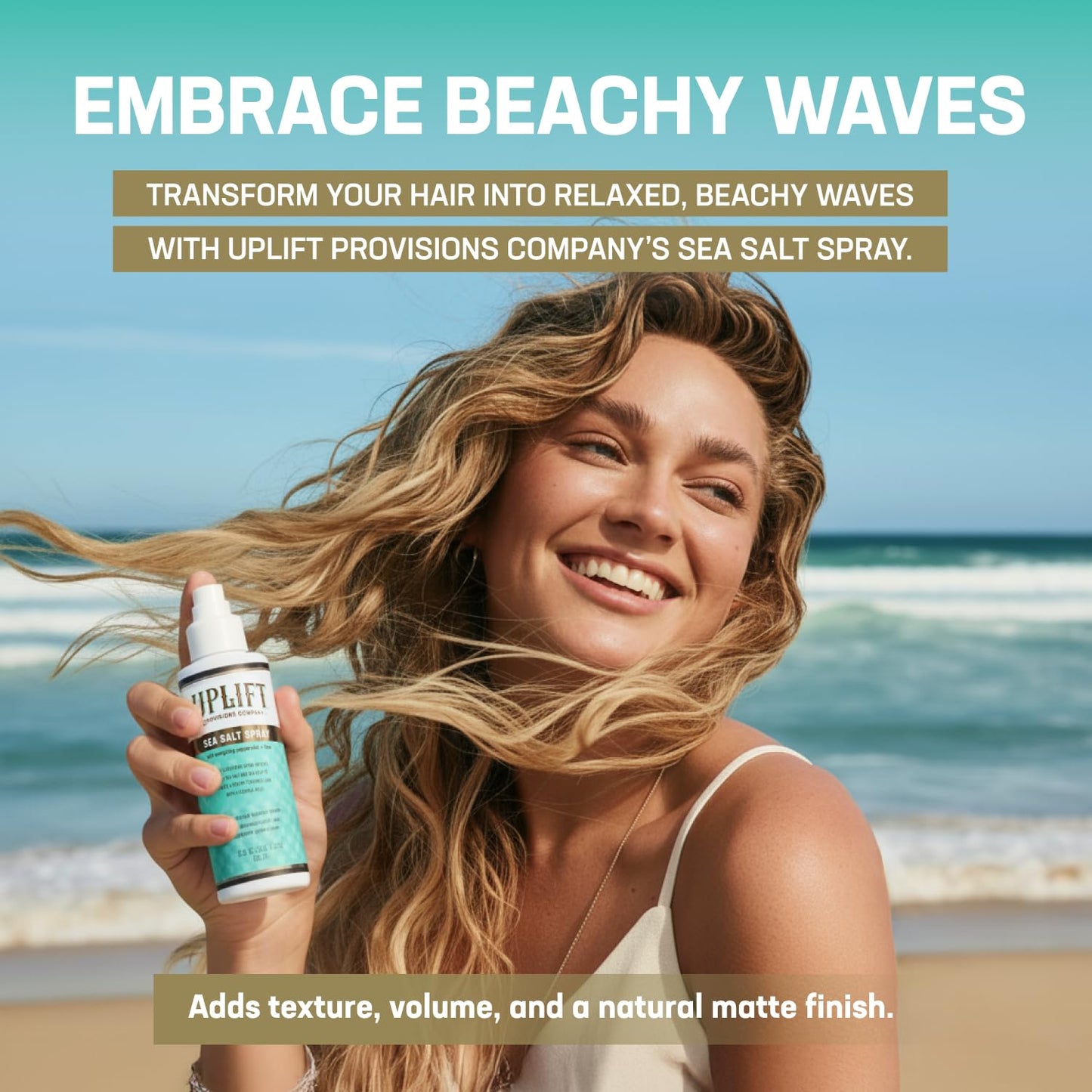 Uplift Provisions Company Sea Salt Spray - Versatile Texture Spray for Hair to Achieve Perfect Beach Waves, Amplify Curly Hair, or Boost Volume in