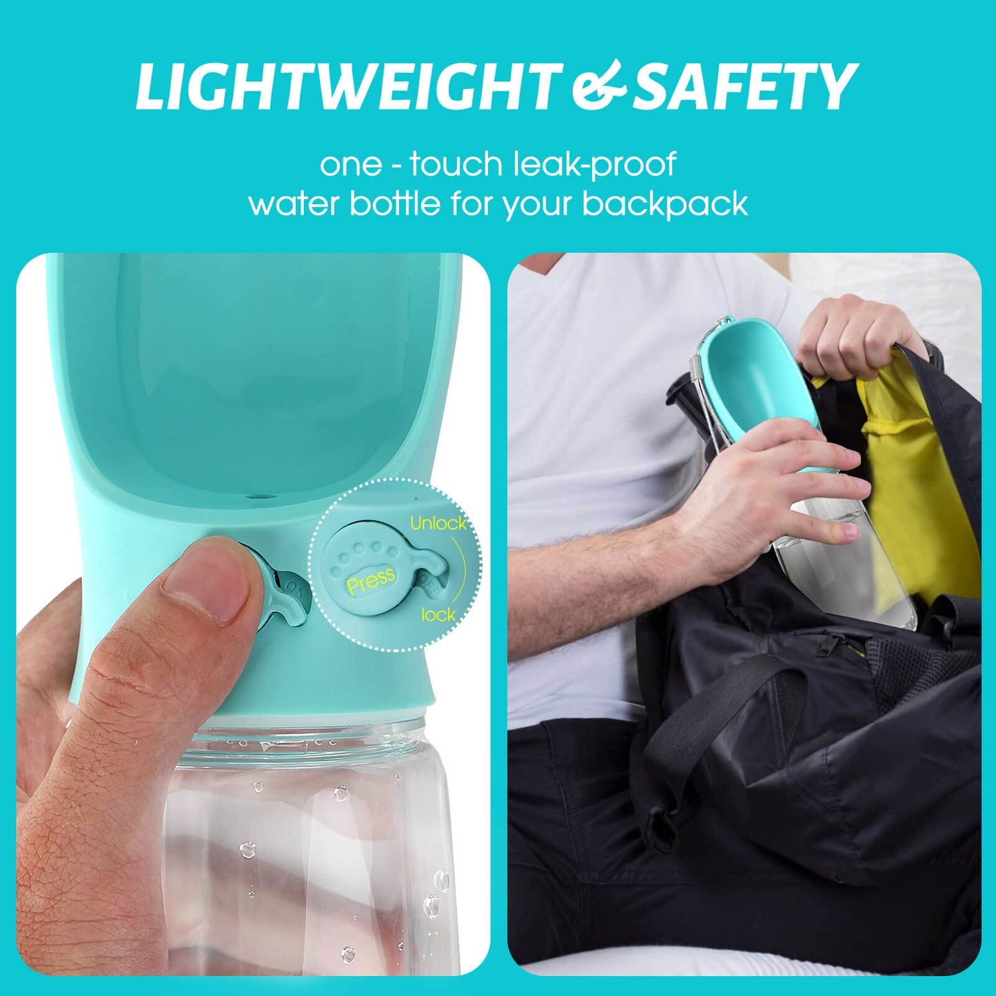 Kalimdor 19oz Dog Water Bottle – Leak-Proof Portable Pet Water Dispenser & Feeder for Outdoor Walking, Hiking, Travel – Food-Grade Plastic, Blue
