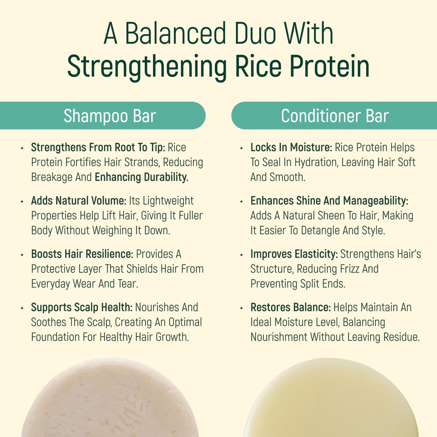 Solid Rice Protein Water Shampoo & Conditioner Hair Soap - Shampoo and Conditioner Bars For Hair With All Natural Plant Based Essential Oils And Zero