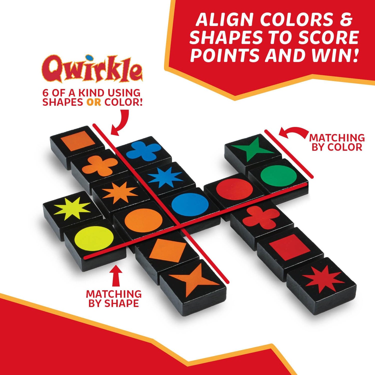 Qwirkle Board Game - Strategy Game for 2-4 Players Ages 6+ - Deluxe with Trays