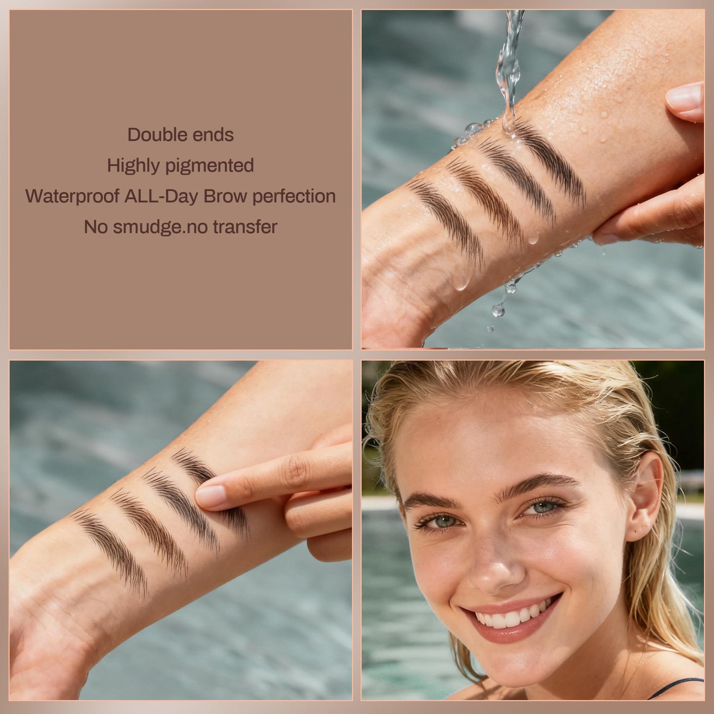 2 Pack Eyebrow Pencil, Waterproof Eyebrow Makeup with Dual Ends, Professional Brow Enhancing Kit with Eyebrow Brush (Dark Brown #1)