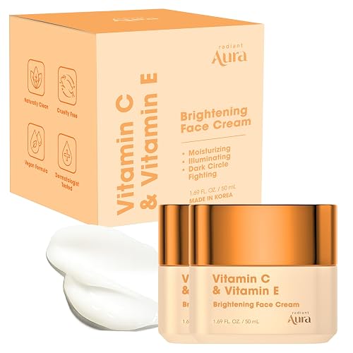 Radiant Aura Vitamin C & Vitamin E Face Moisturizer - Dermatologist Tested, Anti Aging Korean Skin Care - Hydrating Cream For Smoother Youthful